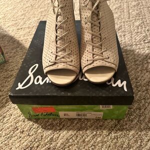 Sam Edelman Beige Peep Toe Booties